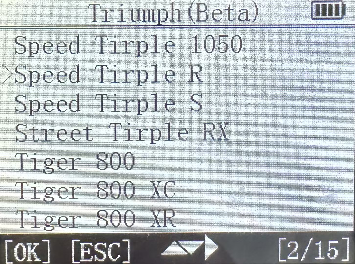 【摩托车轮胎压力传感器激活】TRIUMPH轮胎压力传感器激活Speed&nbsp;Tirple&nbsp;R操作步骤